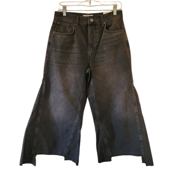 Free People We The Free Ripple Wide Leg Cropped Thrashed Deconstructed Jeans NWT - Picture 6 of 15